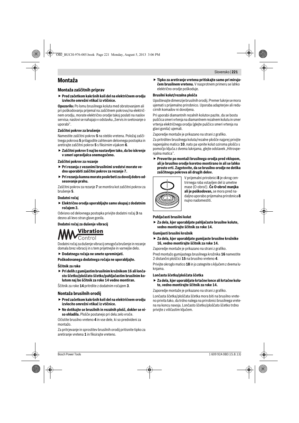 Montaža | Bosch PWS 20-230 J User Manual | Page 221 / 267