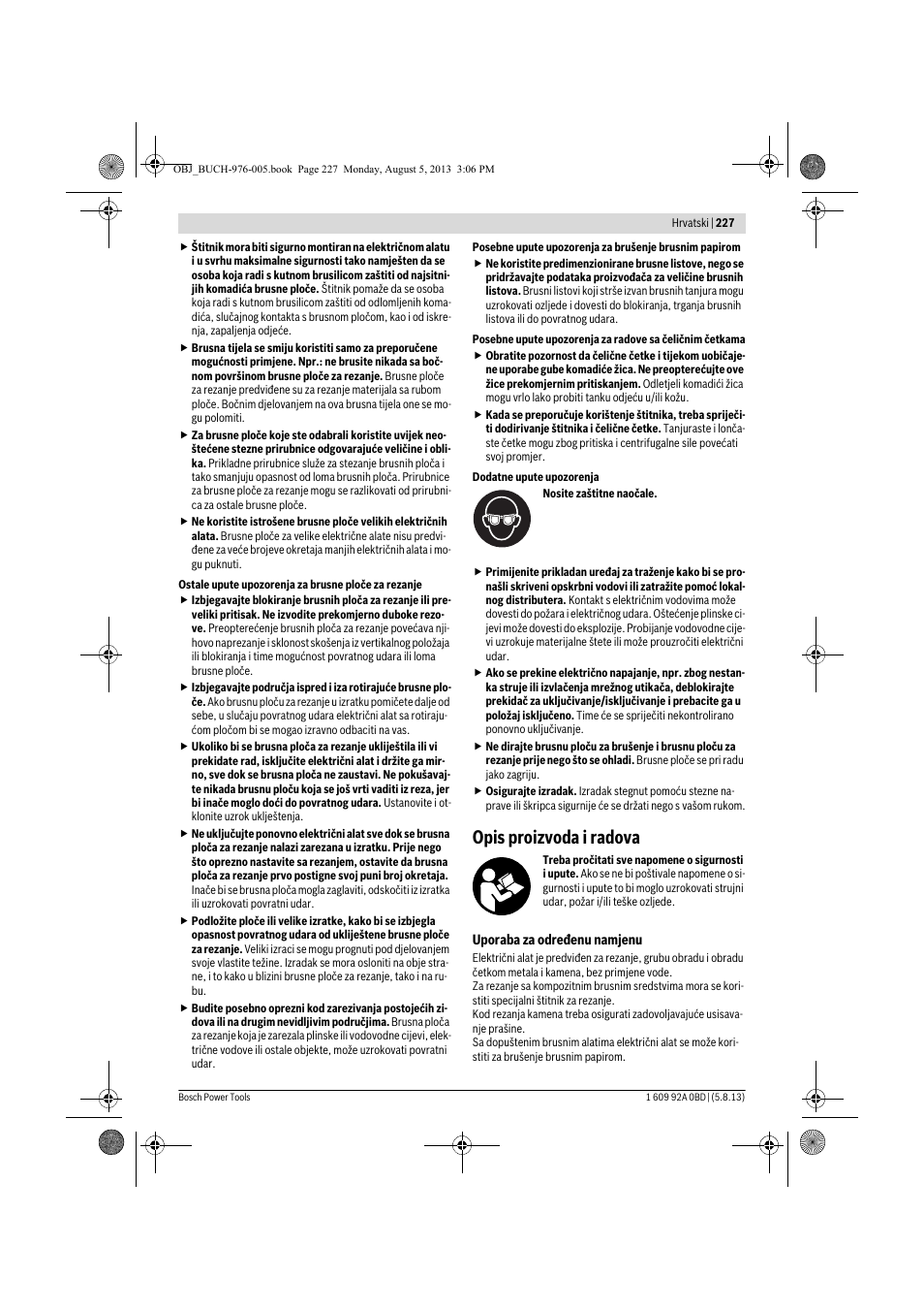 Opis proizvoda i radova | Bosch PWS 20-230 J User Manual | Page 227 / 267