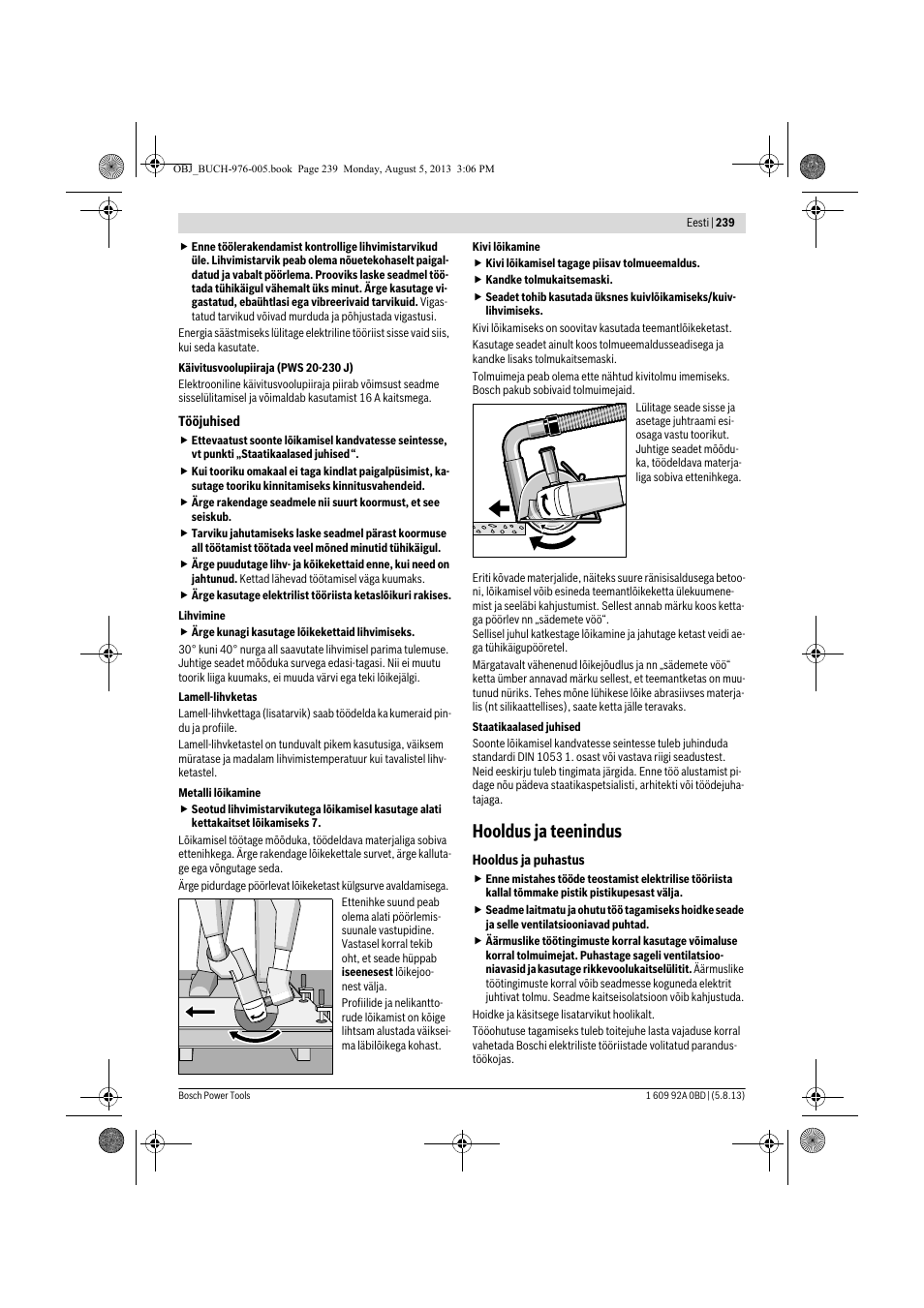 Hooldus ja teenindus | Bosch PWS 20-230 J User Manual | Page 239 / 267