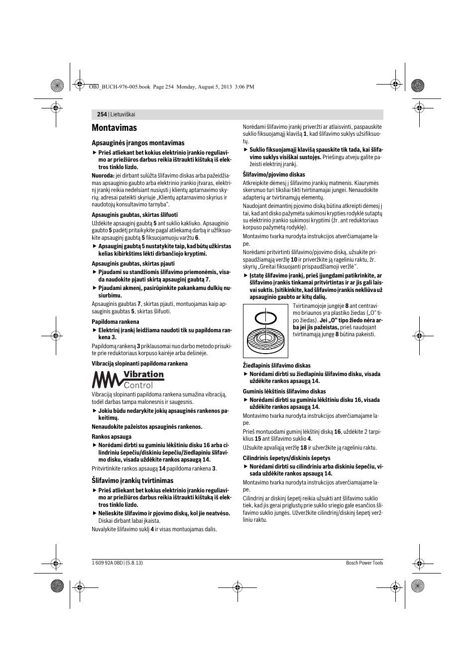 Montavimas | Bosch PWS 20-230 J User Manual | Page 254 / 267