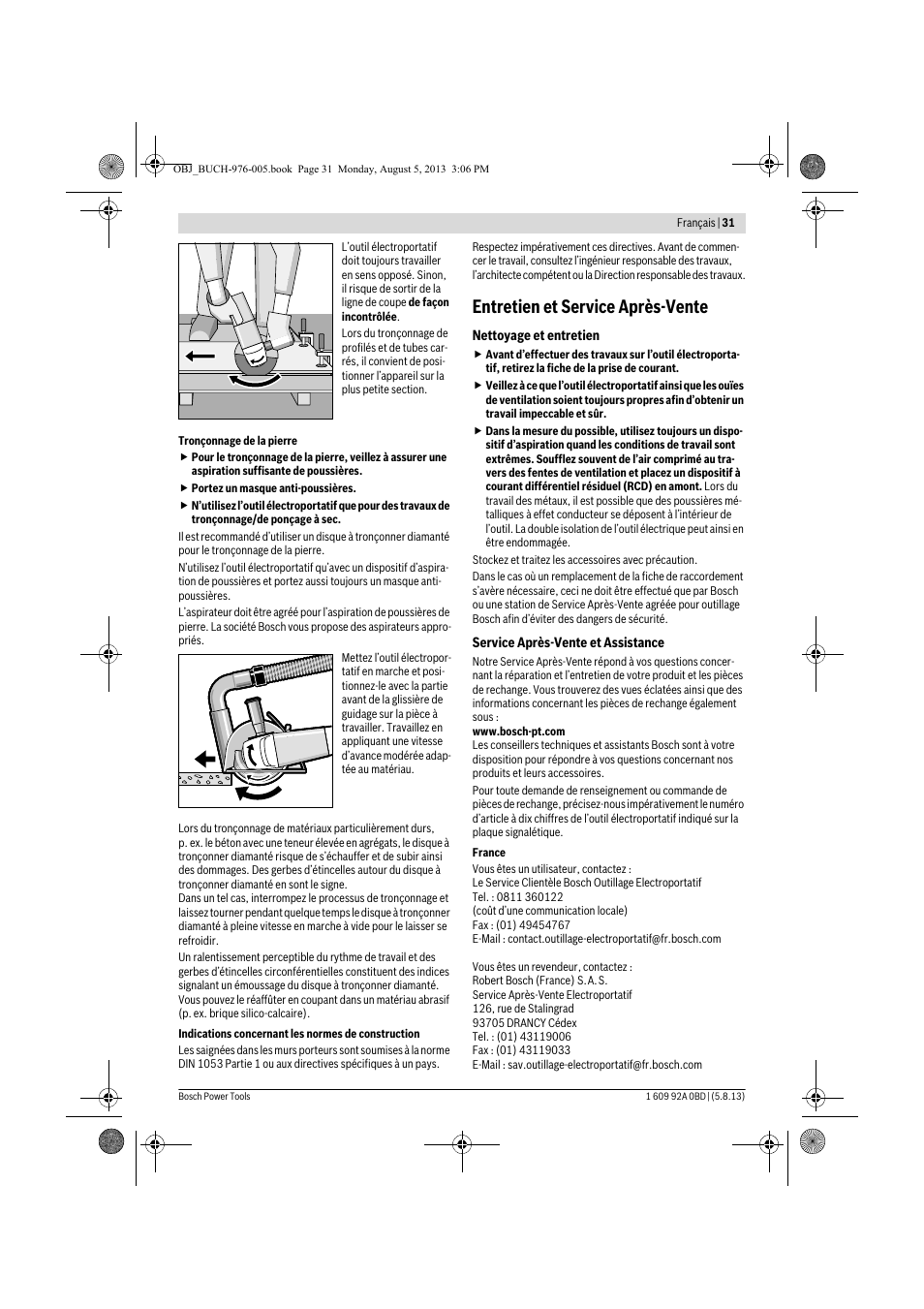 Entretien et service après-vente | Bosch PWS 20-230 J User Manual | Page 31 / 267