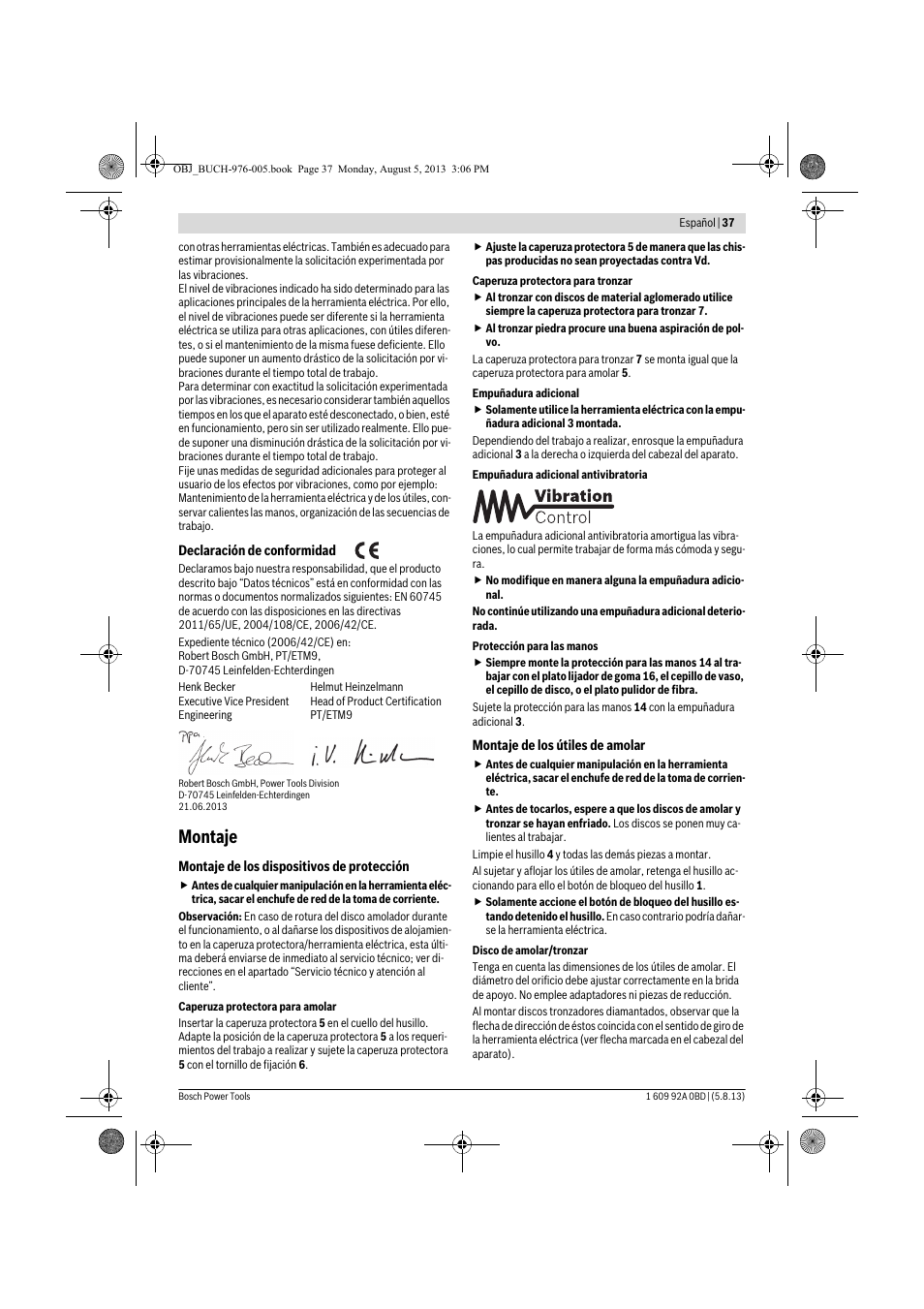 Montaje | Bosch PWS 20-230 J User Manual | Page 37 / 267