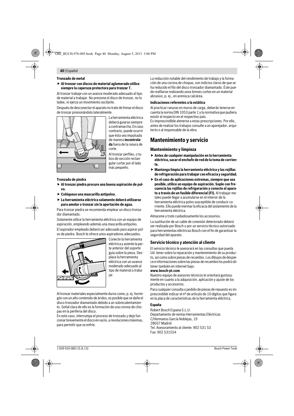 Mantenimiento y servicio | Bosch PWS 20-230 J User Manual | Page 40 / 267