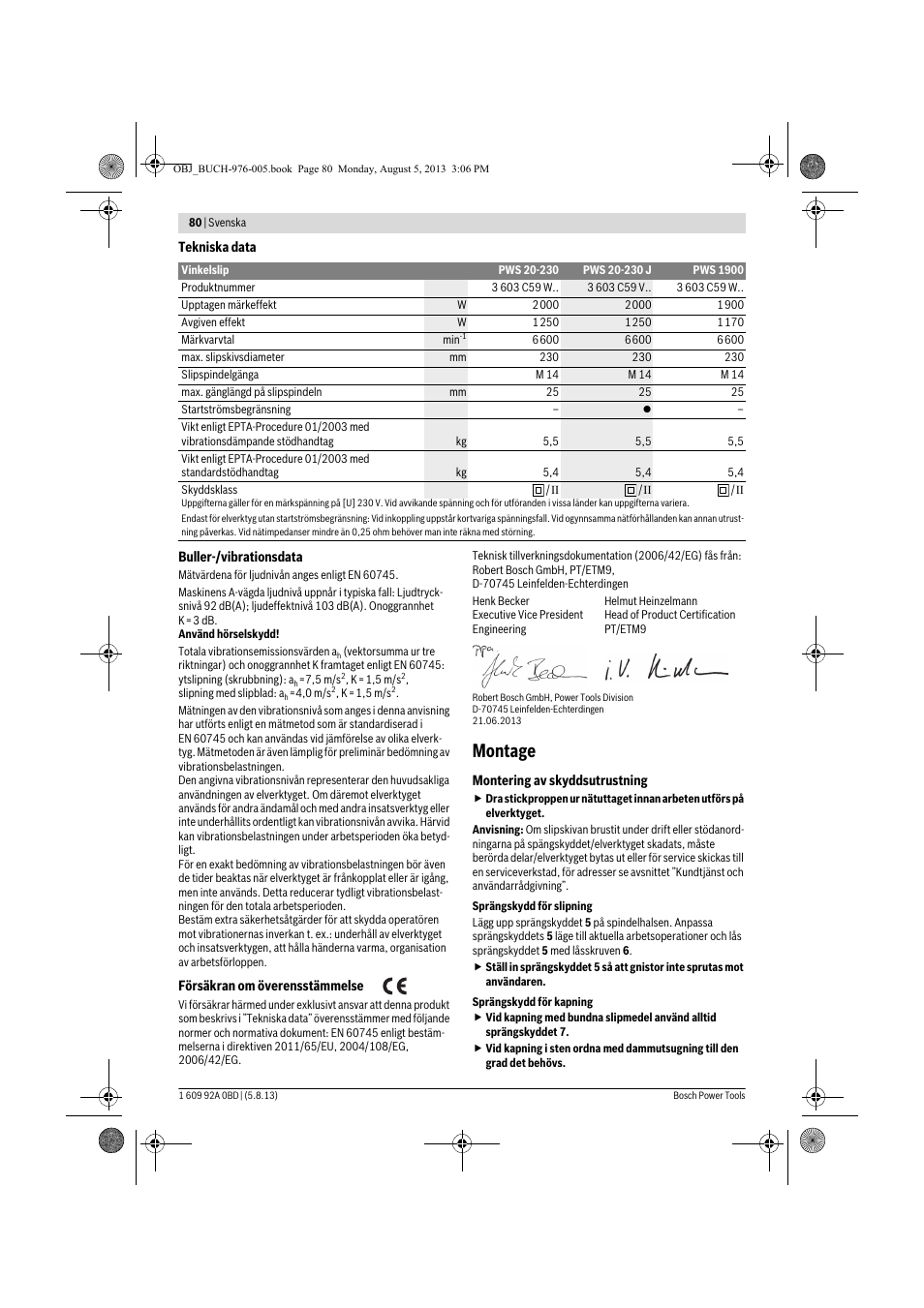 Montage | Bosch PWS 20-230 J User Manual | Page 80 / 267