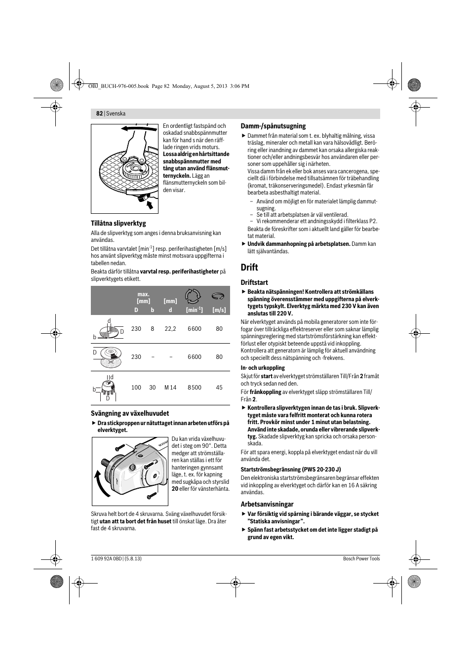 Drift | Bosch PWS 20-230 J User Manual | Page 82 / 267