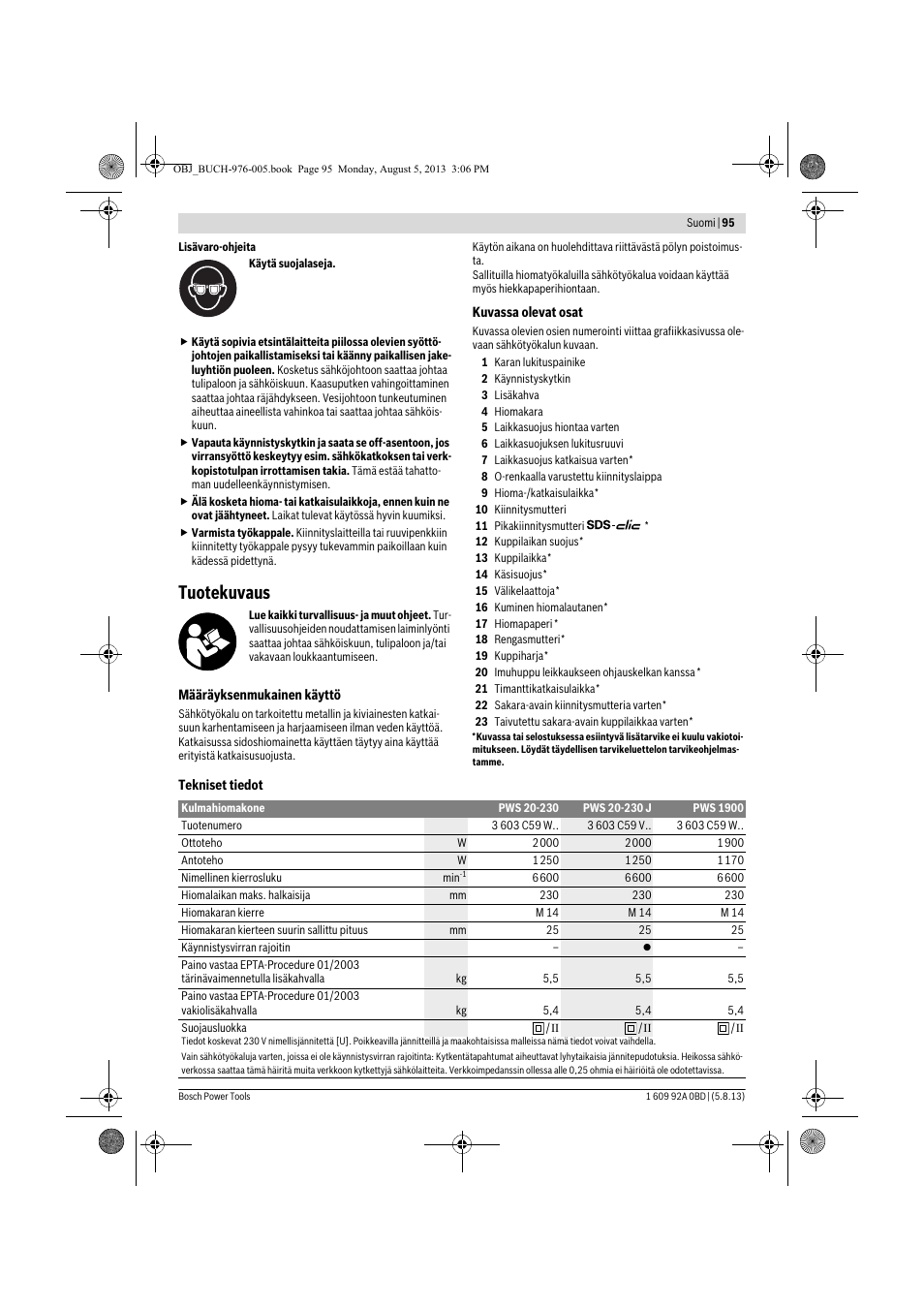 Tuotekuvaus | Bosch PWS 20-230 J User Manual | Page 95 / 267