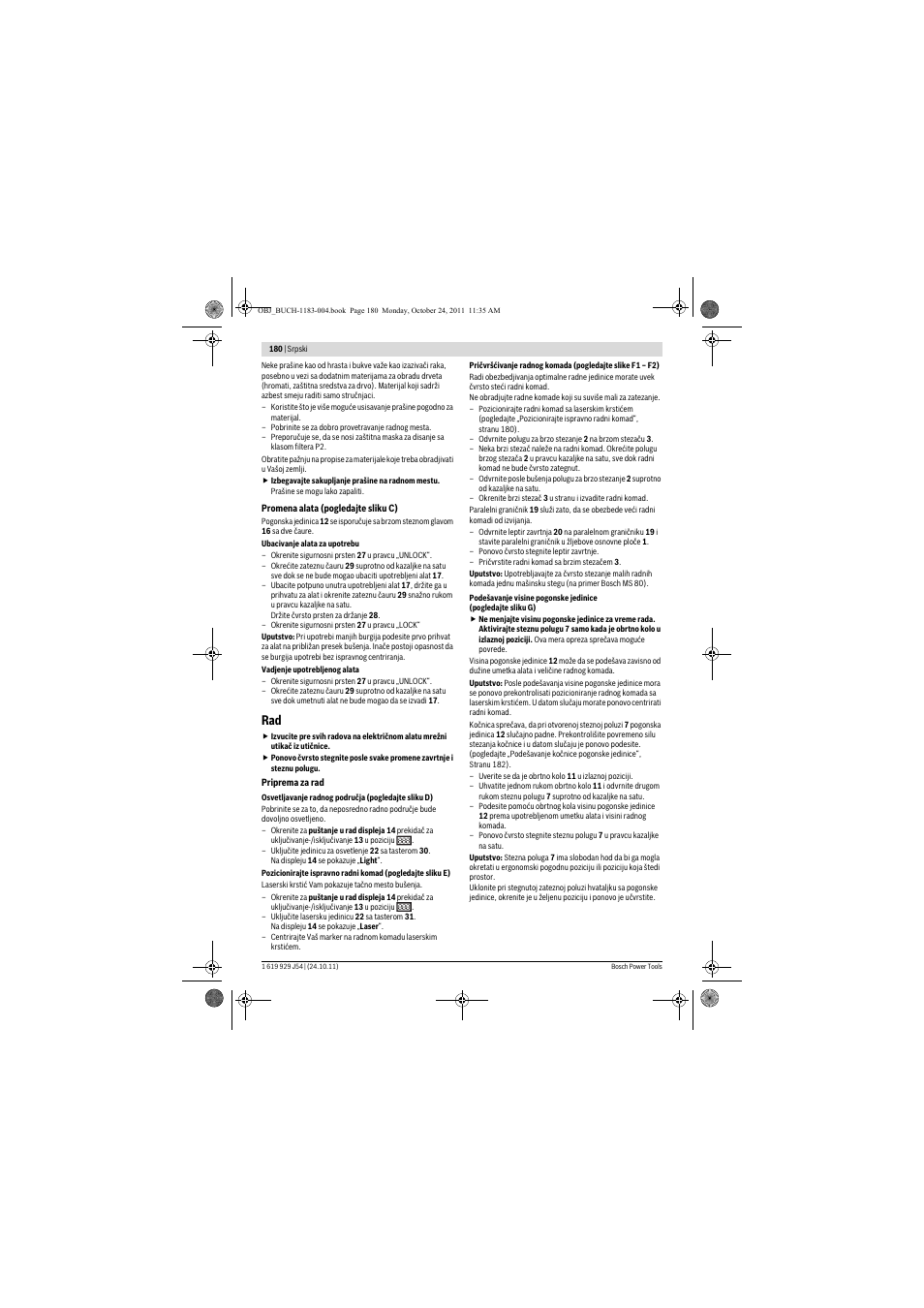 Bosch PBD 40 User Manual | Page 180 / 221