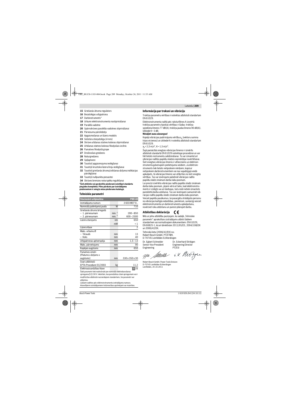 Bosch PBD 40 User Manual | Page 209 / 221