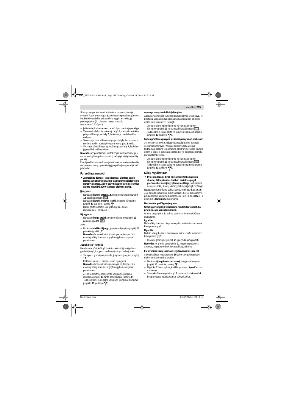 Bosch PBD 40 User Manual | Page 219 / 221