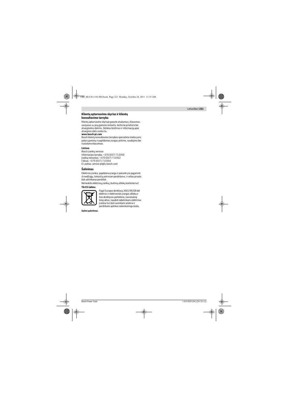 Bosch PBD 40 User Manual | Page 221 / 221