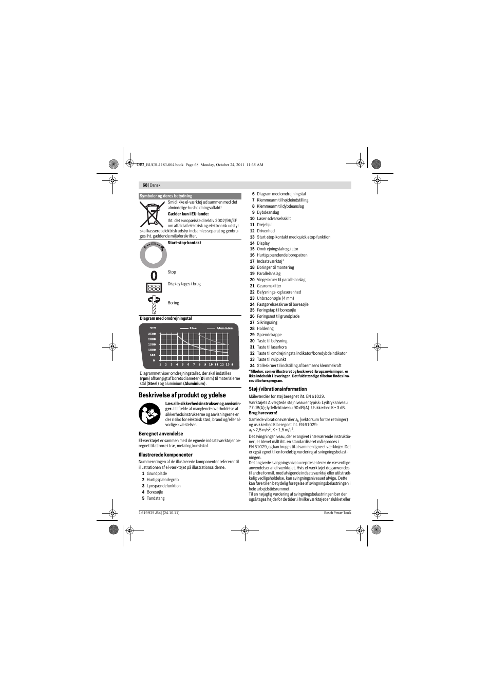 Beskrivelse af produkt og ydelse | Bosch PBD 40 User Manual | Page 68 / 221