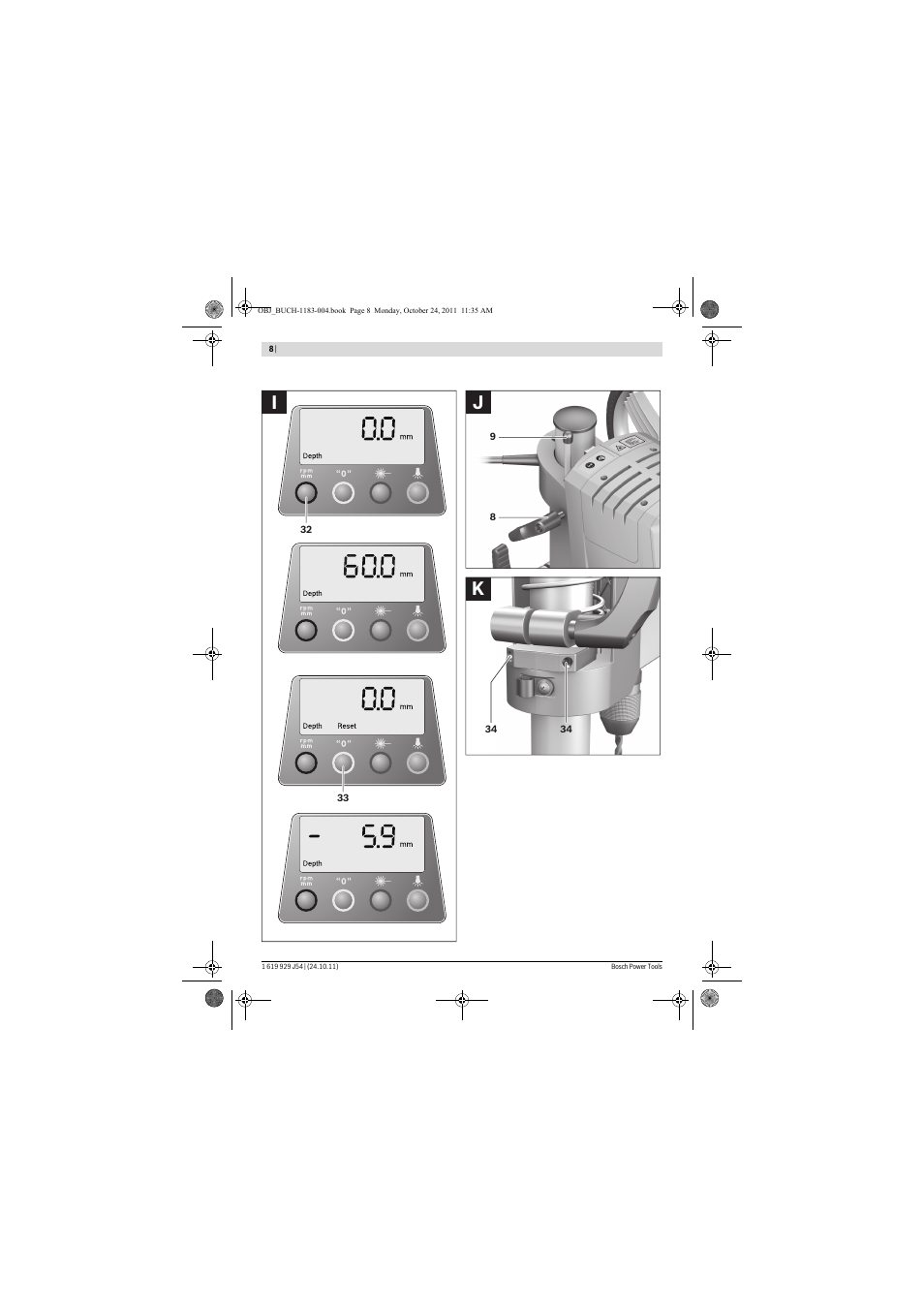 Kj i | Bosch PBD 40 User Manual | Page 8 / 221