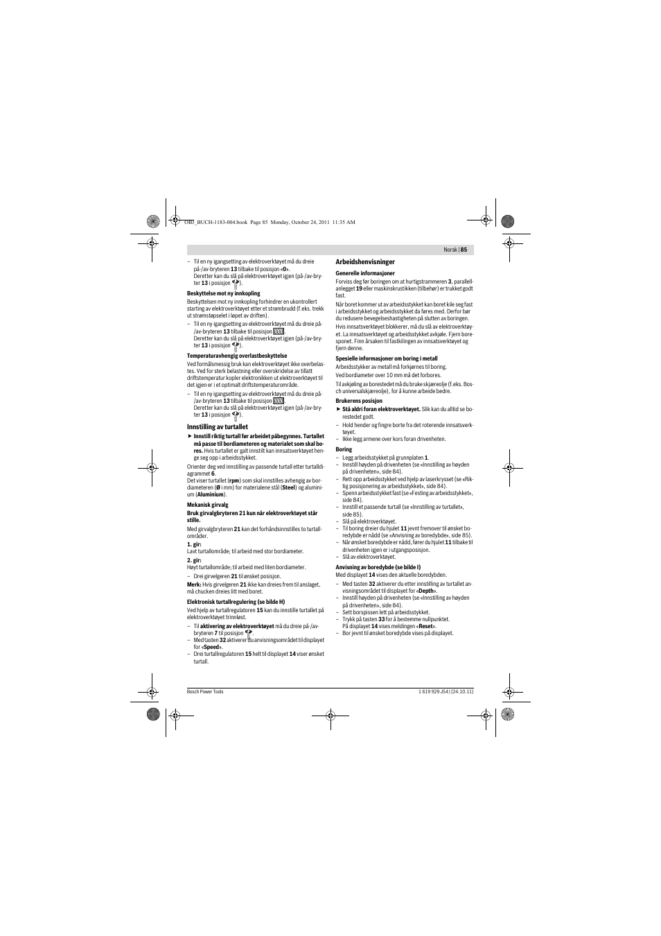 Bosch PBD 40 User Manual | Page 85 / 221