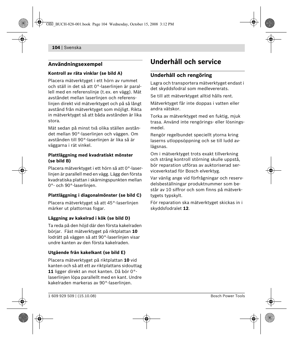 Underhåll och service | Bosch GTL 3 Professional User Manual | Page 104 / 368