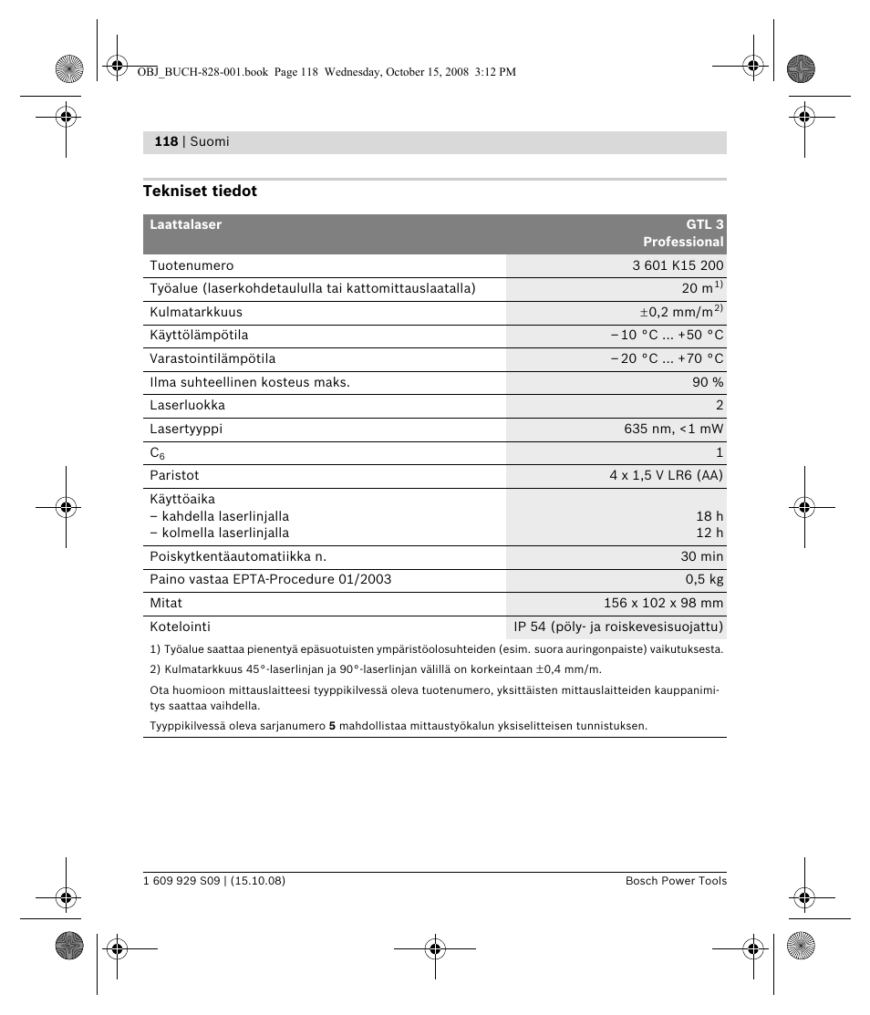 Bosch GTL 3 Professional User Manual | Page 118 / 368