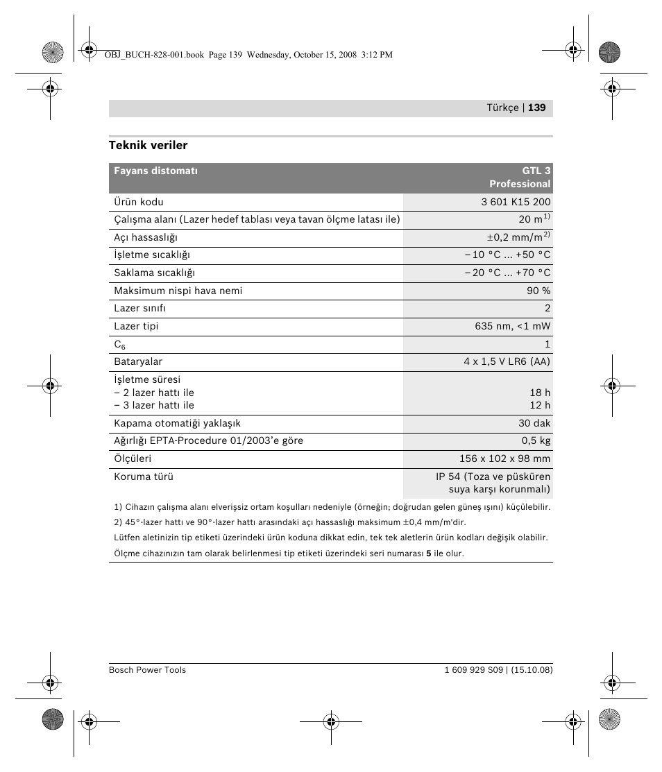 Bosch GTL 3 Professional User Manual | Page 139 / 368