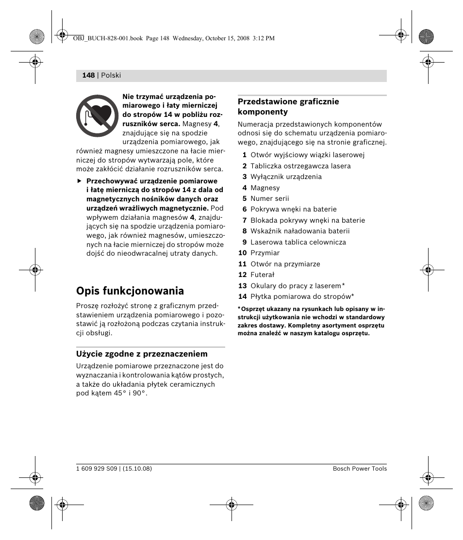 Opis funkcjonowania | Bosch GTL 3 Professional User Manual | Page 148 / 368