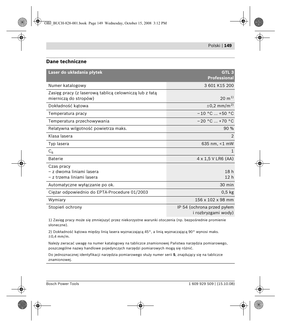 Bosch GTL 3 Professional User Manual | Page 149 / 368