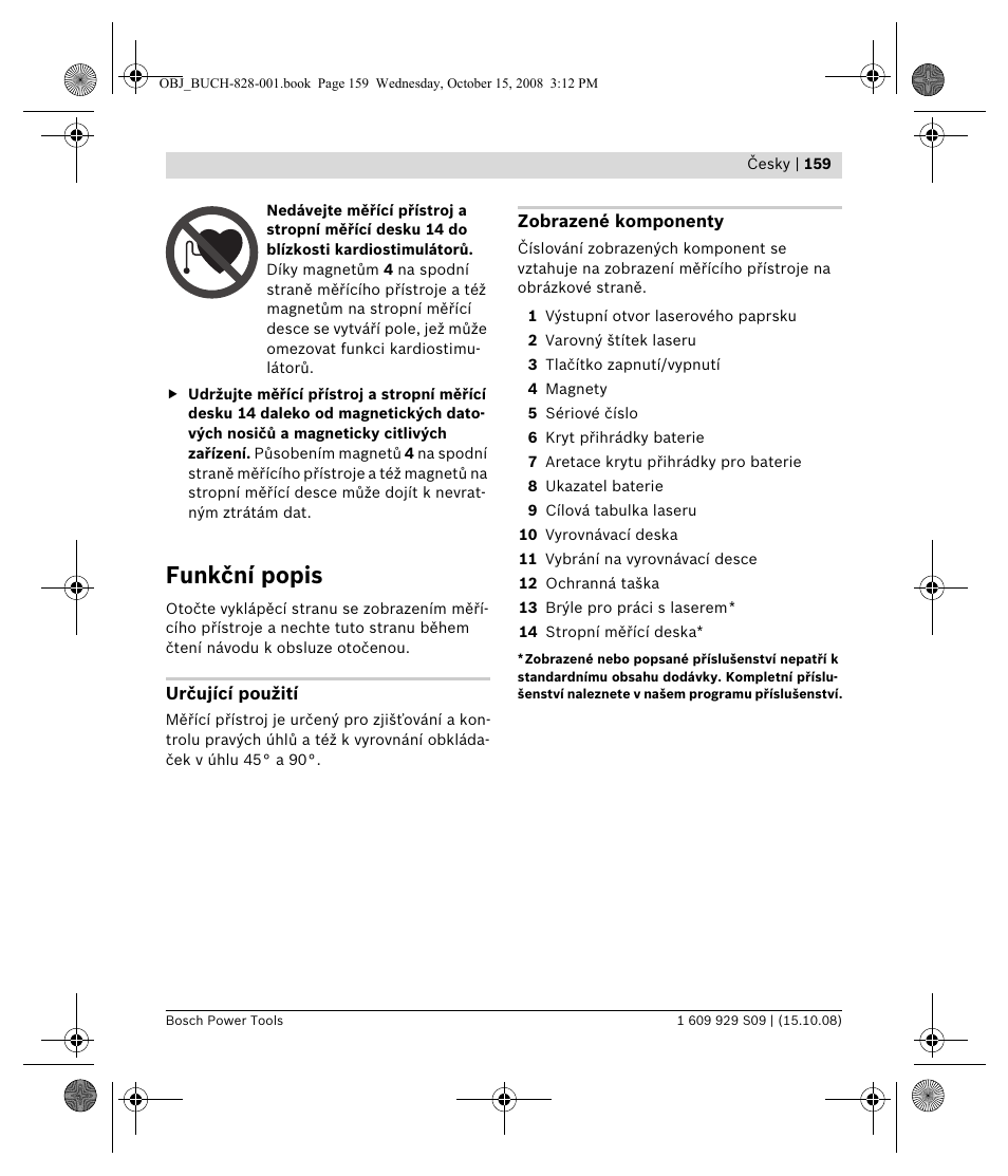 Funkční popis | Bosch GTL 3 Professional User Manual | Page 159 / 368