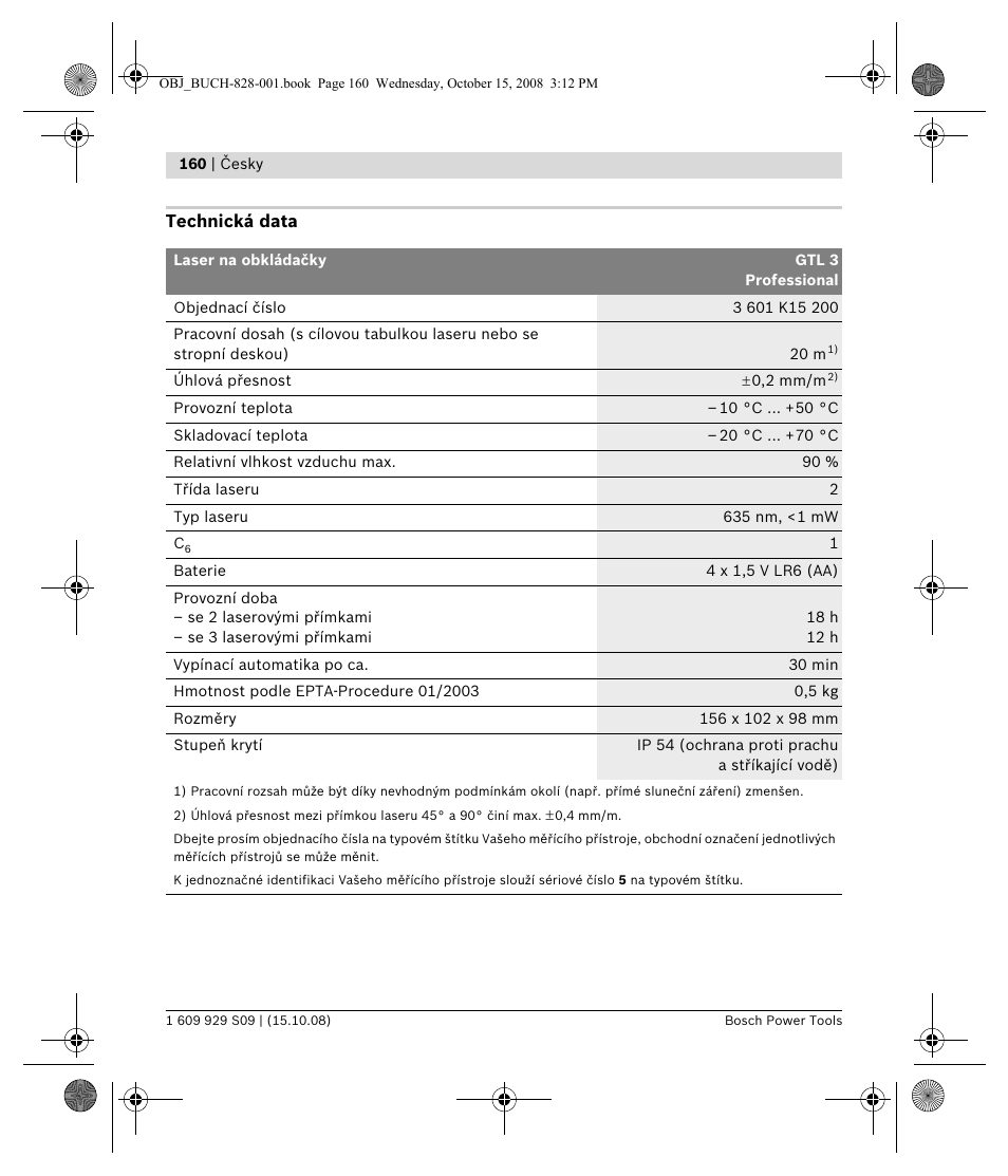 Bosch GTL 3 Professional User Manual | Page 160 / 368