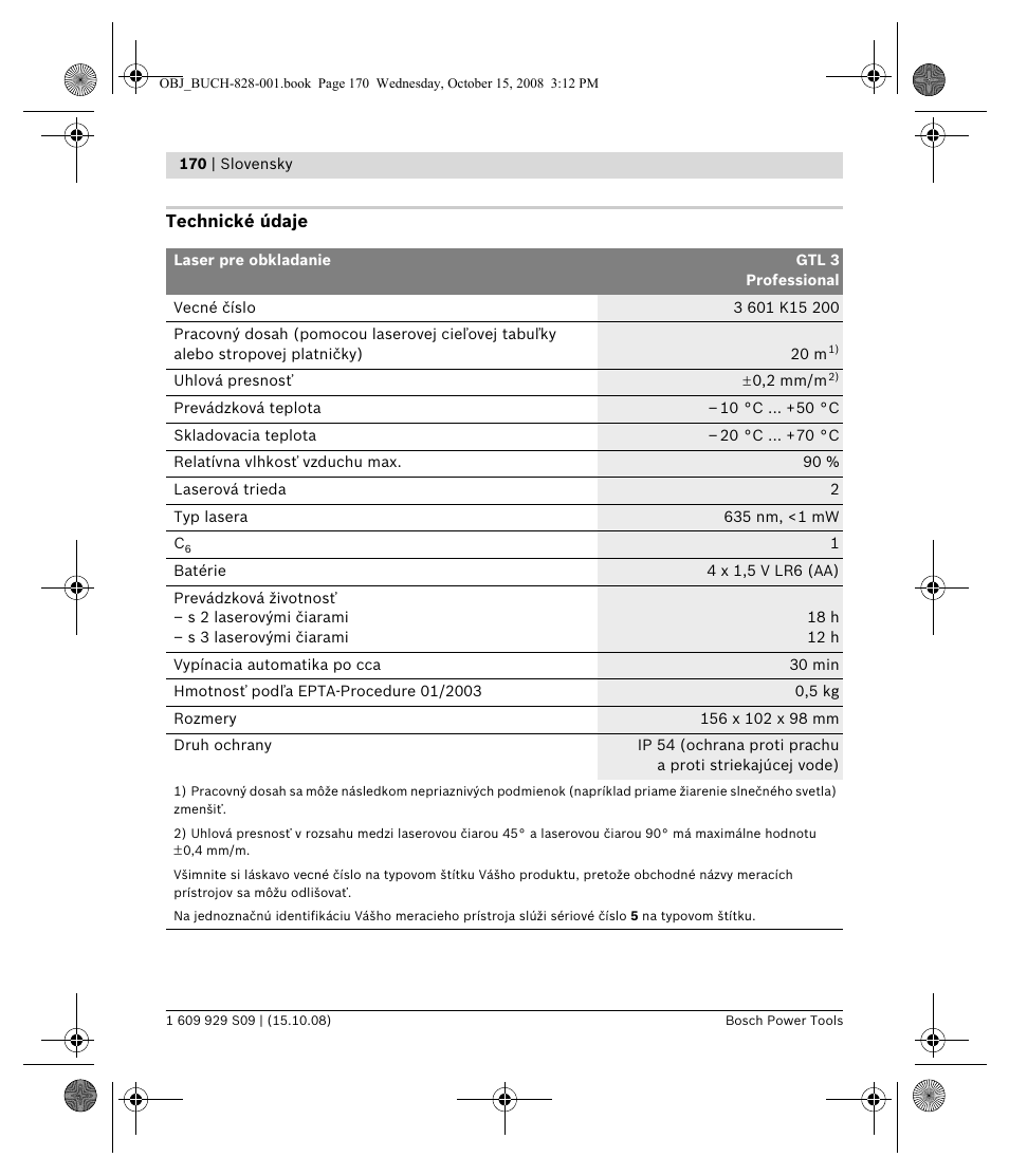 Bosch GTL 3 Professional User Manual | Page 170 / 368