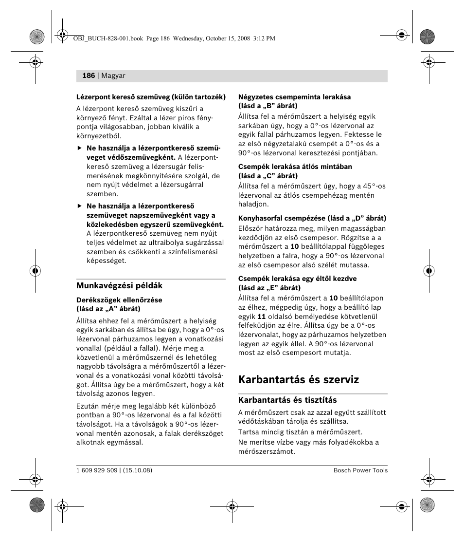 Karbantartás és szerviz | Bosch GTL 3 Professional User Manual | Page 186 / 368