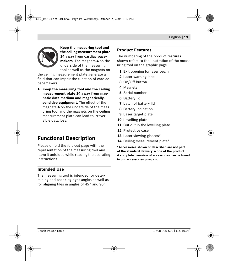 Functional description | Bosch GTL 3 Professional User Manual | Page 19 / 368