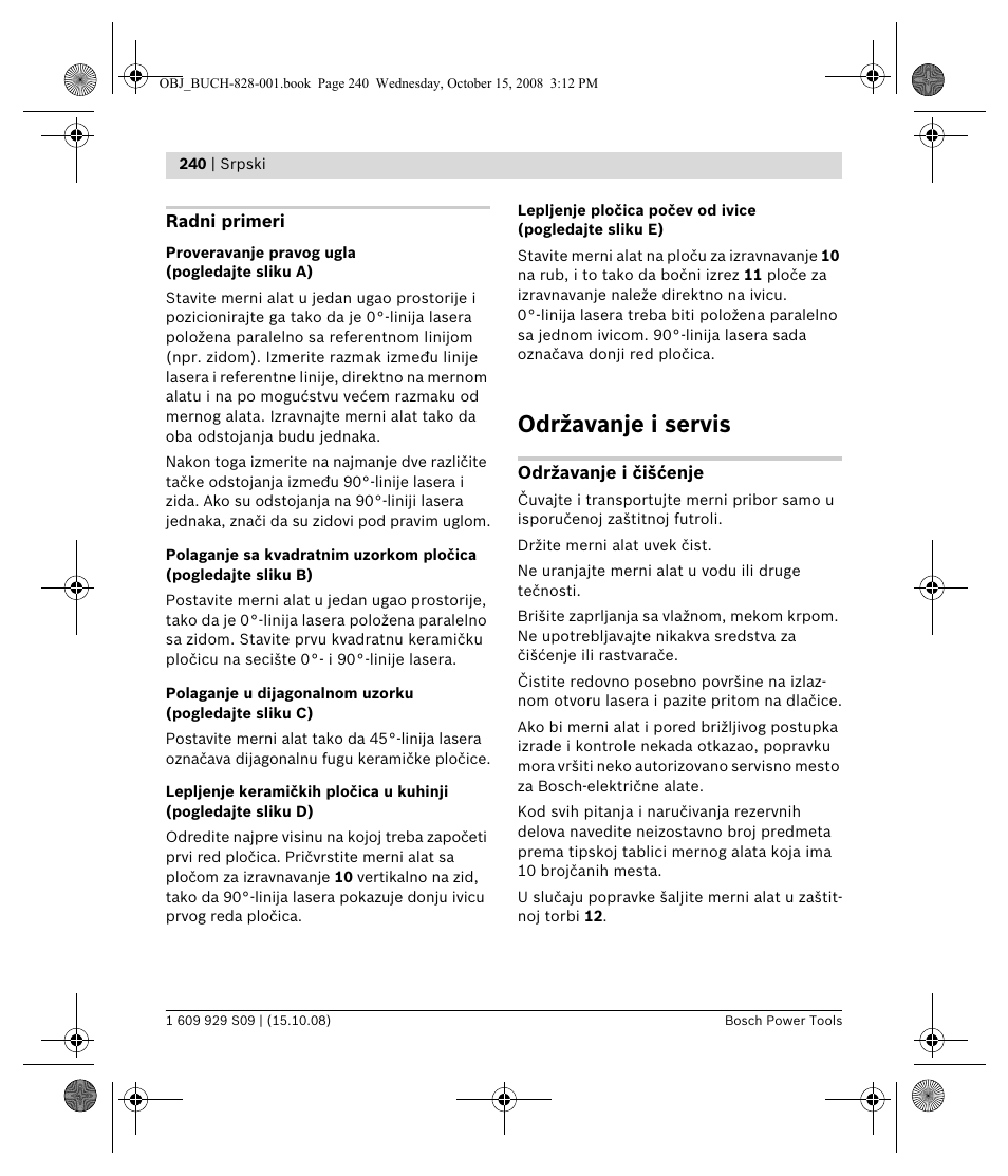 Održavanje i servis | Bosch GTL 3 Professional User Manual | Page 240 / 368