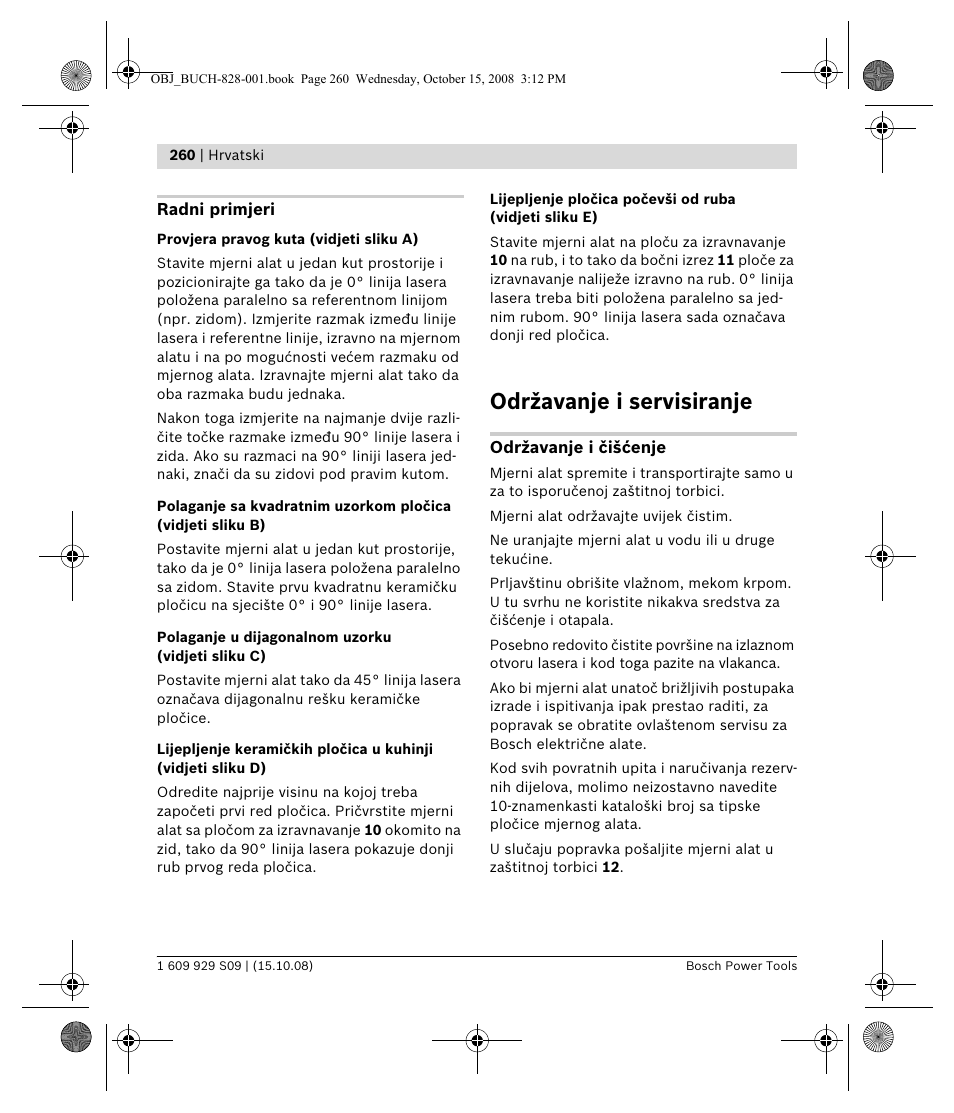 Održavanje i servisiranje | Bosch GTL 3 Professional User Manual | Page 260 / 368