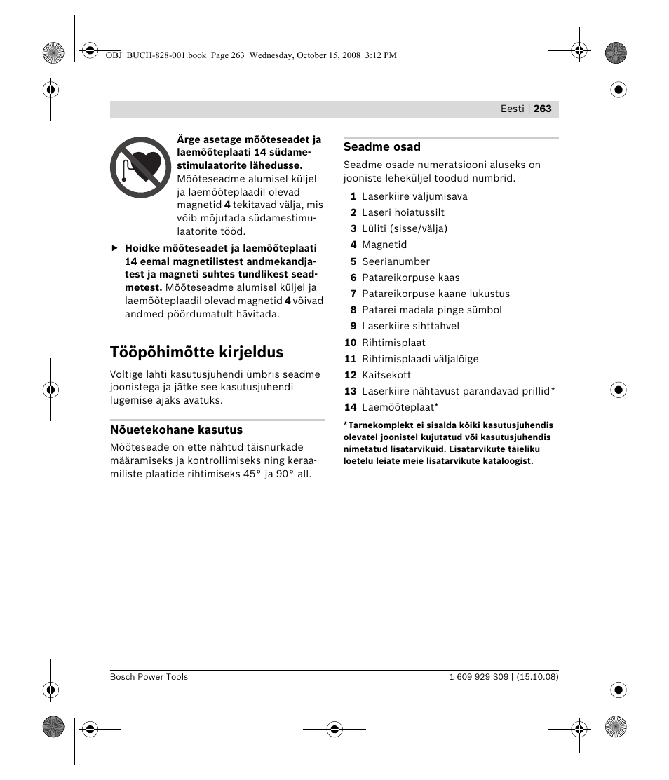 Tööpõhimõtte kirjeldus | Bosch GTL 3 Professional User Manual | Page 263 / 368