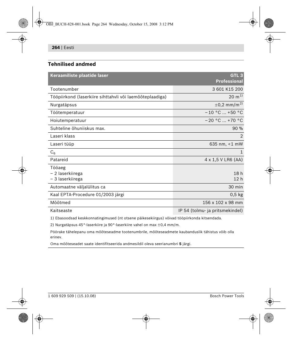 Bosch GTL 3 Professional User Manual | Page 264 / 368