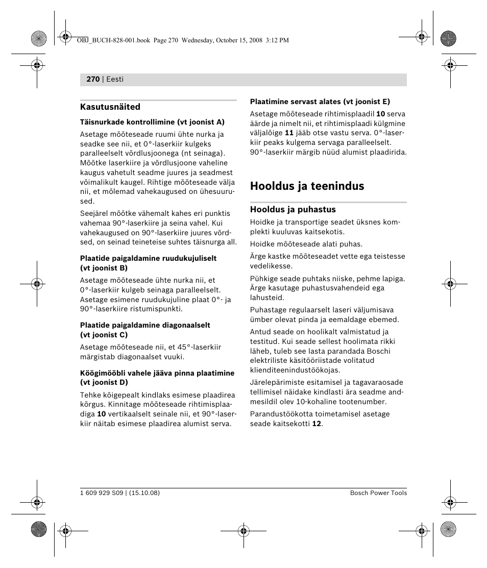 Hooldus ja teenindus | Bosch GTL 3 Professional User Manual | Page 270 / 368
