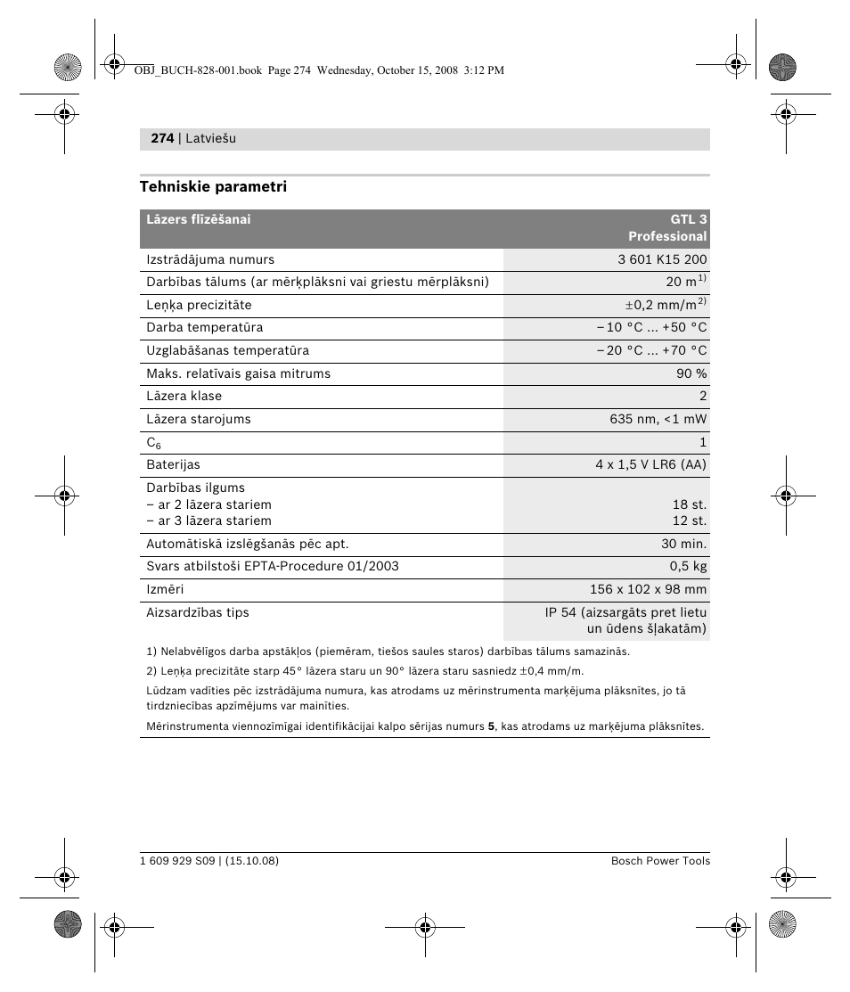 Bosch GTL 3 Professional User Manual | Page 274 / 368