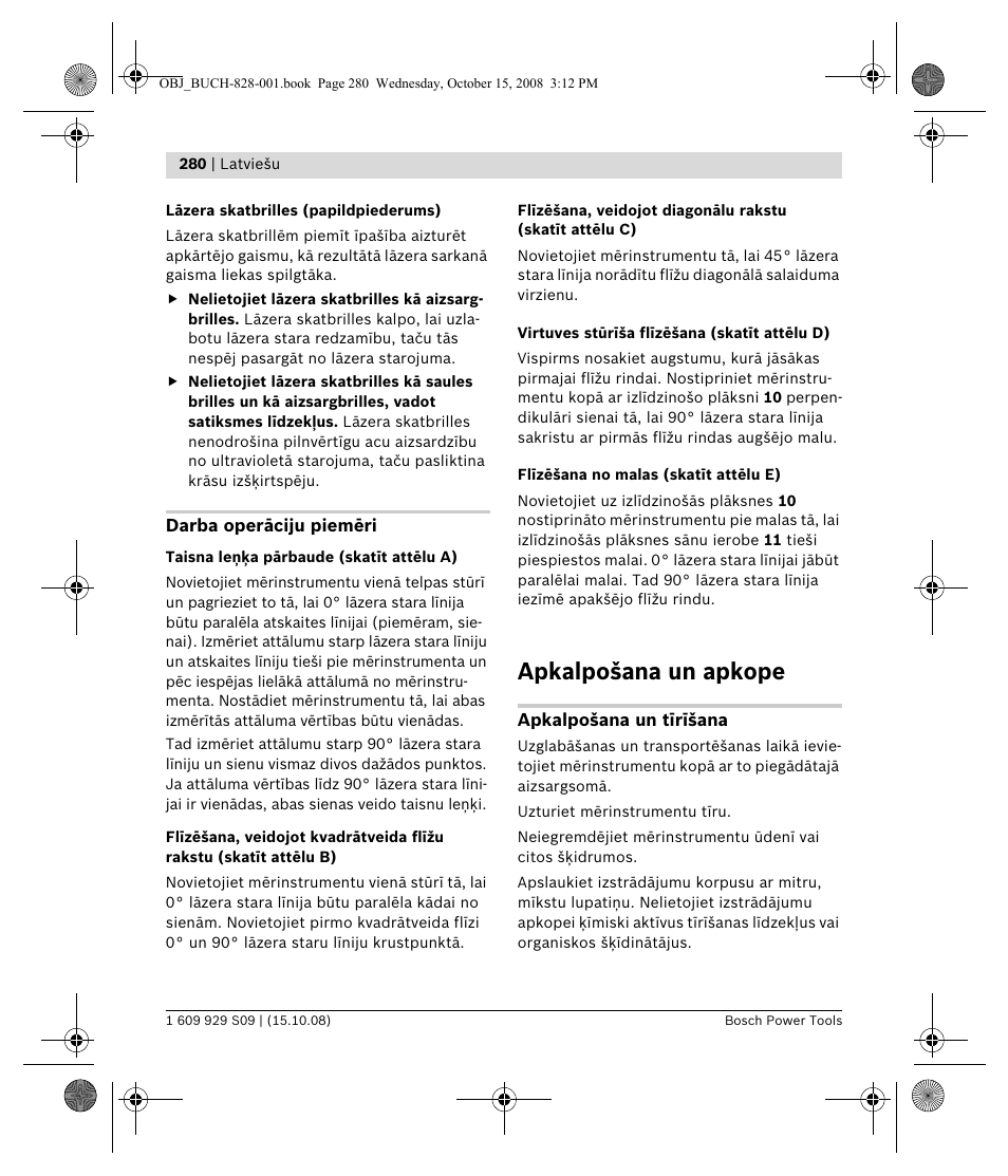Apkalpošana un apkope | Bosch GTL 3 Professional User Manual | Page 280 / 368