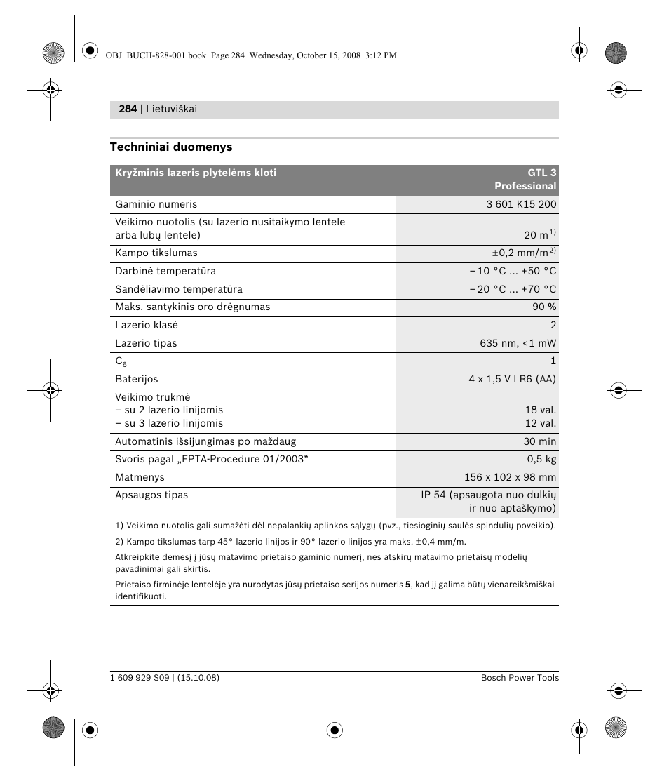 Bosch GTL 3 Professional User Manual | Page 284 / 368