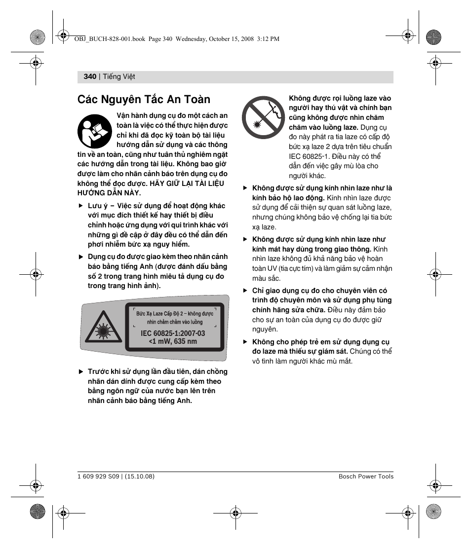 C¯c nguy›n täc an toμn | Bosch GTL 3 Professional User Manual | Page 340 / 368