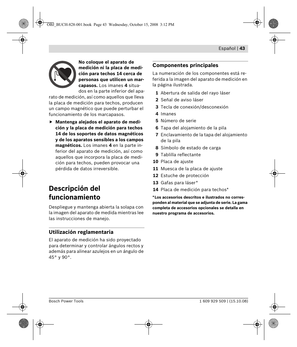Descripción del funcionamiento | Bosch GTL 3 Professional User Manual | Page 43 / 368