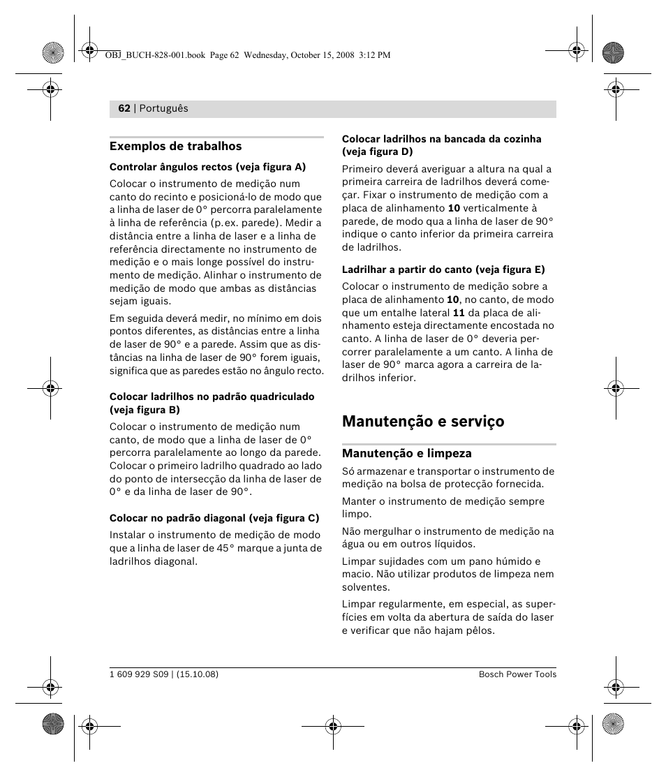 Manutenção e serviço | Bosch GTL 3 Professional User Manual | Page 62 / 368