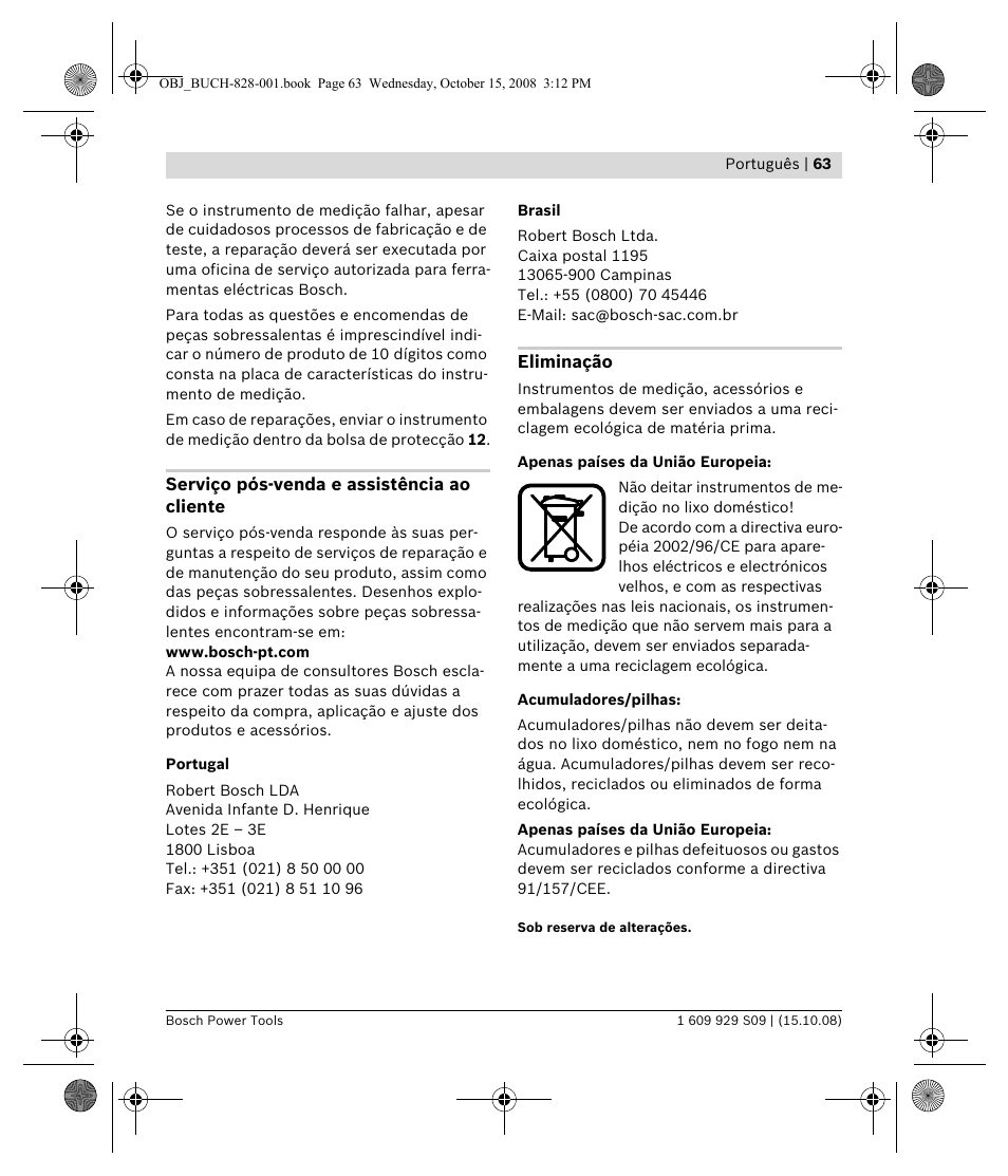 Bosch GTL 3 Professional User Manual | Page 63 / 368