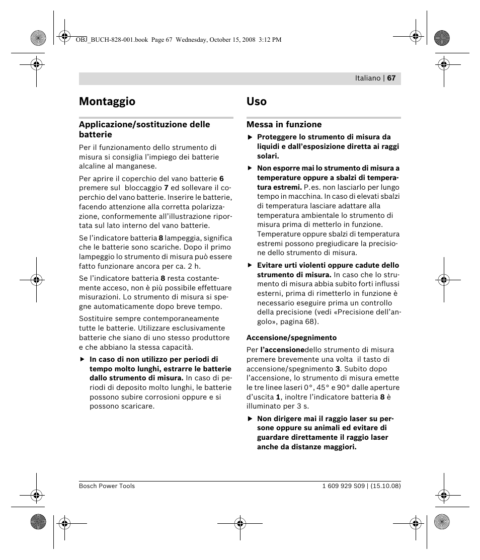 Montaggio | Bosch GTL 3 Professional User Manual | Page 67 / 368