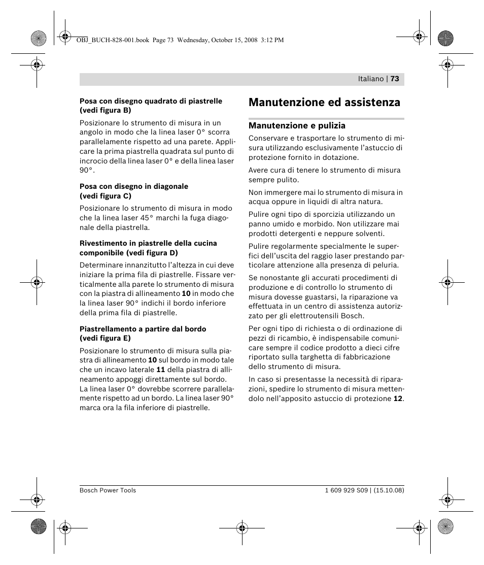 Manutenzione ed assistenza | Bosch GTL 3 Professional User Manual | Page 73 / 368