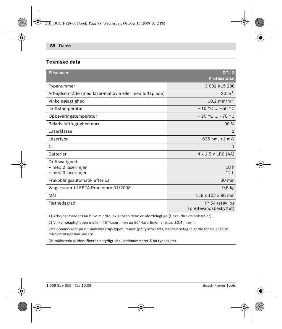 Bosch GTL 3 Professional User Manual | Page 88 / 368