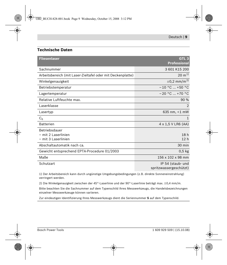 Bosch GTL 3 Professional User Manual | Page 9 / 368