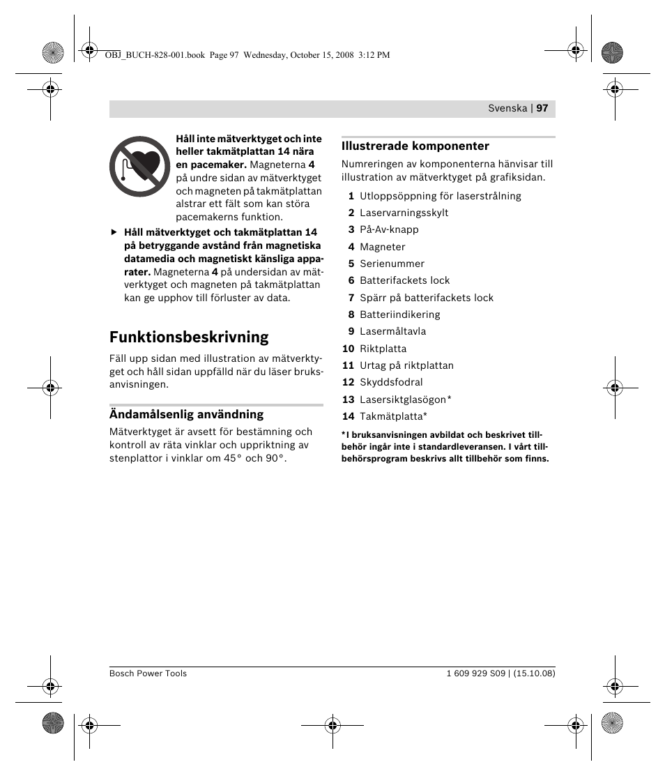 Funktionsbeskrivning | Bosch GTL 3 Professional User Manual | Page 97 / 368