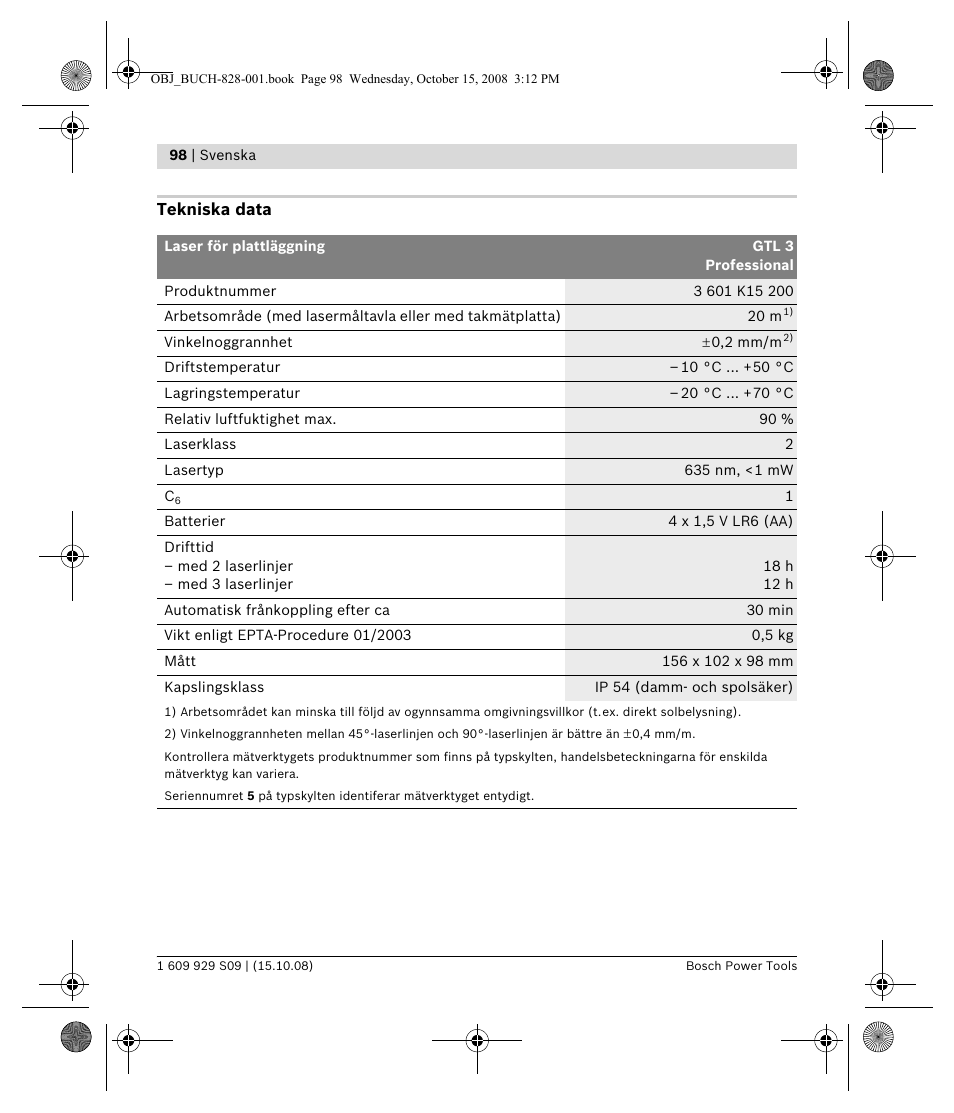 Bosch GTL 3 Professional User Manual | Page 98 / 368