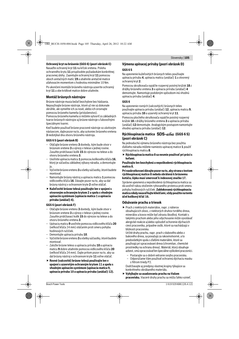 Bosch GGS 6 S Professional User Manual | Page 105 / 190