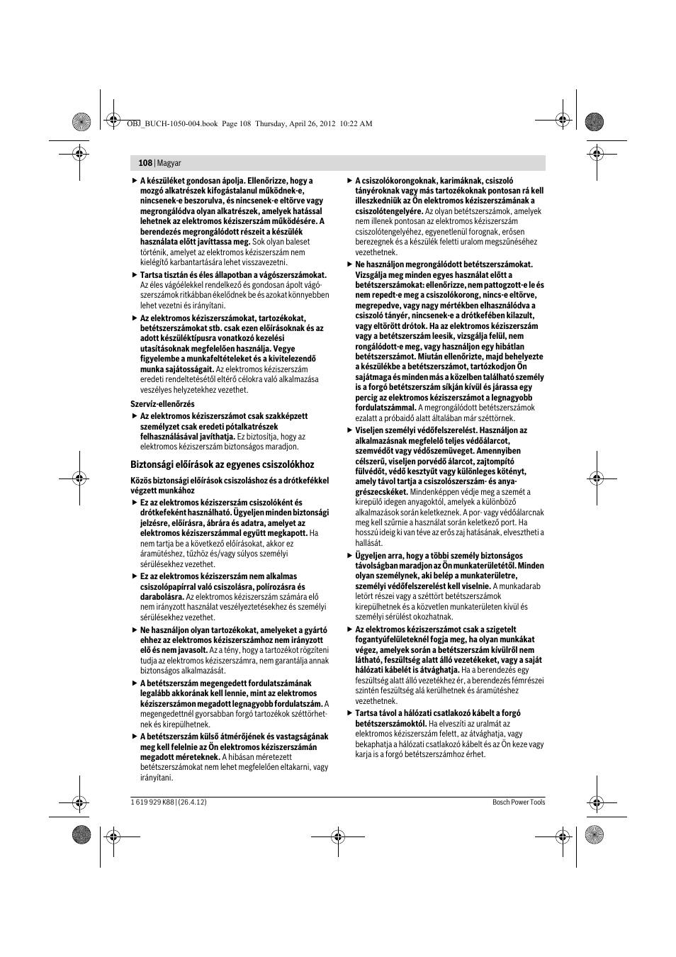 Bosch GGS 6 S Professional User Manual | Page 108 / 190