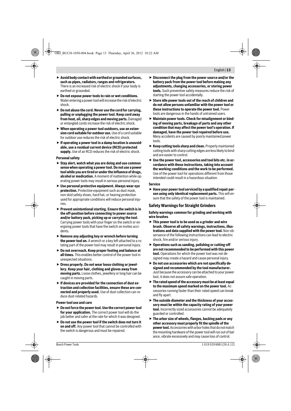 Bosch GGS 6 S Professional User Manual | Page 13 / 190