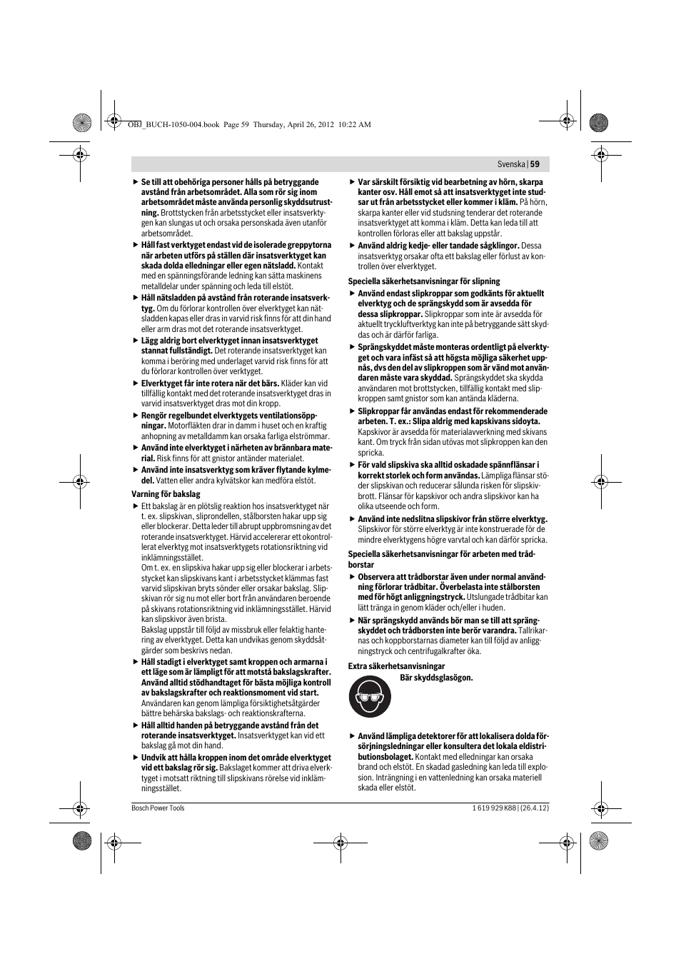 Bosch GGS 6 S Professional User Manual | Page 59 / 190