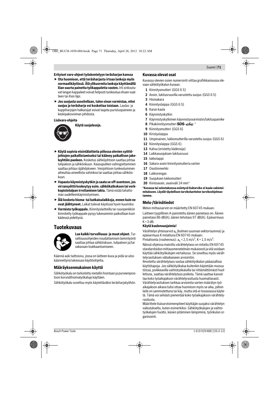 Tuotekuvaus | Bosch GGS 6 S Professional User Manual | Page 71 / 190